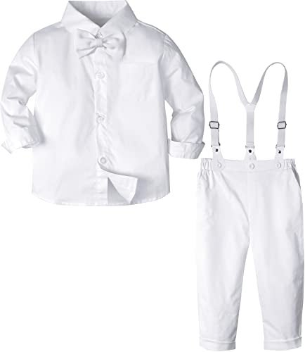 A&J DESIGN Baby Boy Christening Outfit Toddler Baptism Clothing Formal Gentleman Dress Suit 3-4T White - Image 1