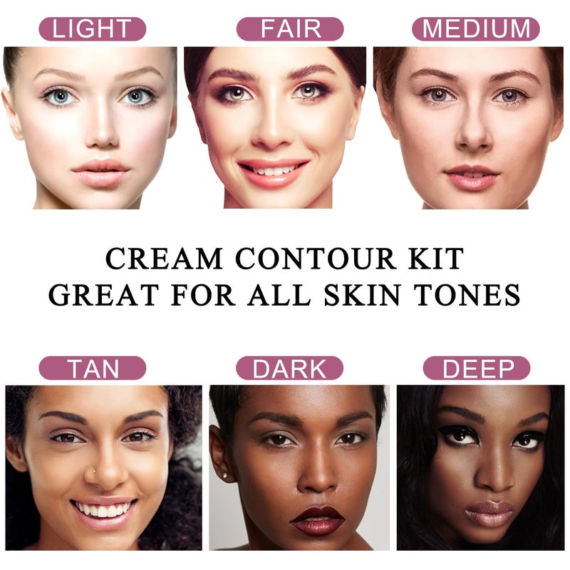 Youngfocus Cosmetics Cream Contour Best 8 Colors and Highlighting Makeup Kit - Contouring Foundation/Concealer Palette - Vegan & Cruelty Free - Step-by-Step Instructions Included - Image 4