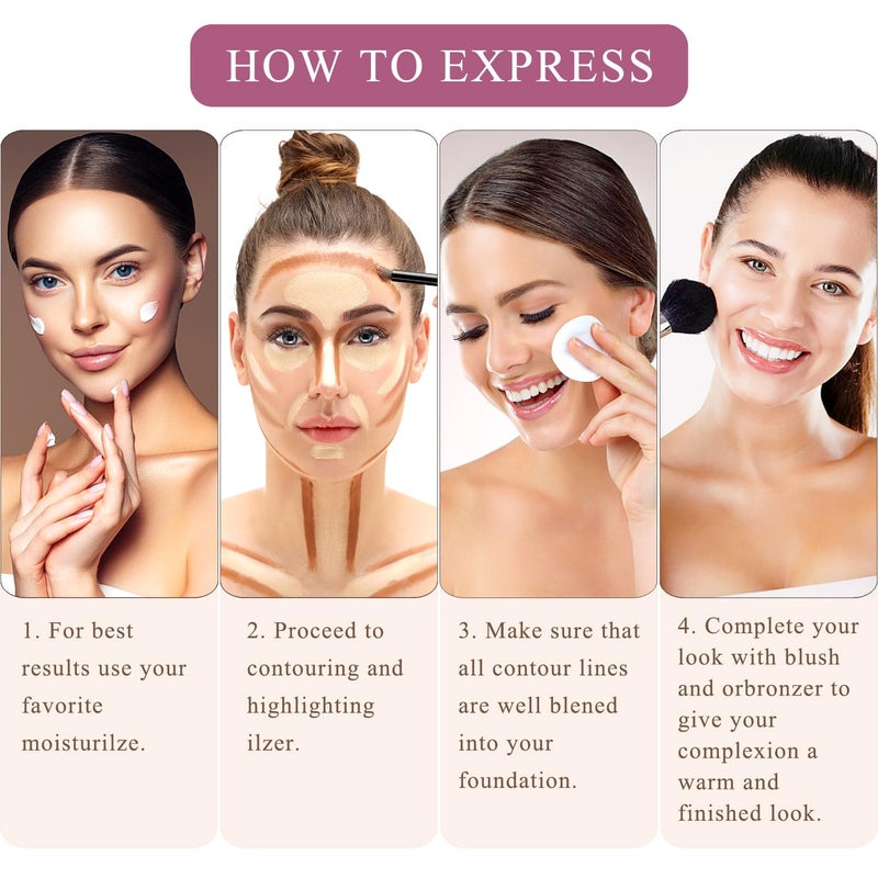 Youngfocus Cosmetics Cream Contour Best 8 Colors and Highlighting Makeup Kit - Contouring Foundation/Concealer Palette - Vegan & Cruelty Free - Step-by-Step Instructions Included - Image 3