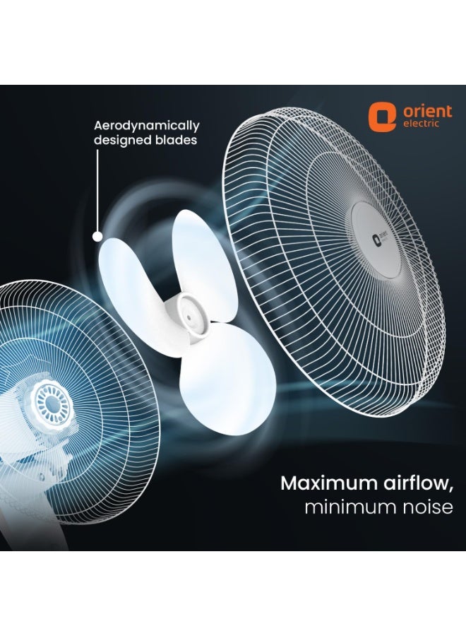 Orient Electric Wall 91 | Wall Fan for Home | 100% Copper Motor with COP-TER Technology | 90 Degree Oscillation & Tilt Mechanism | 3 Speed Pull Cord | Military Grade Guard | White - Image 5