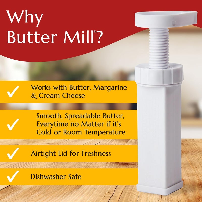 MAX SPACE Butter Mill Butter Dispenser Stick with Tablespoon Gradations- Twist to Spread Thin Butter Ribbons, Keeps Butter & Margarine Fresh Longer - Image 5
