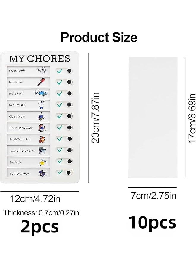 erorex - 2 Pieces Chore Chart For Kids 4.7X7.9 Inch Detachable Message Board Portable Chore Chart Memo Plastic Board With 10 Replacement Cardstocks To Do List For Home Routine Planning - Image 1