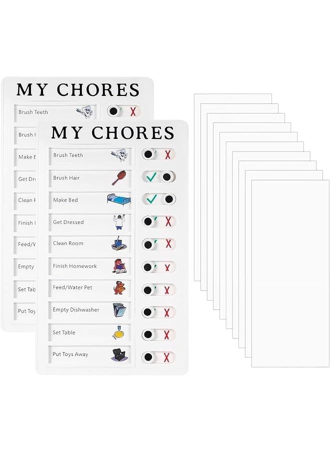 erorex - 2 Pieces Chore Chart For Kids 4.7X7.9 Inch Detachable Message Board Portable Chore Chart Memo Plastic Board With 10 Replacement Cardstocks To Do List For Home Routine Planning - Image 1
