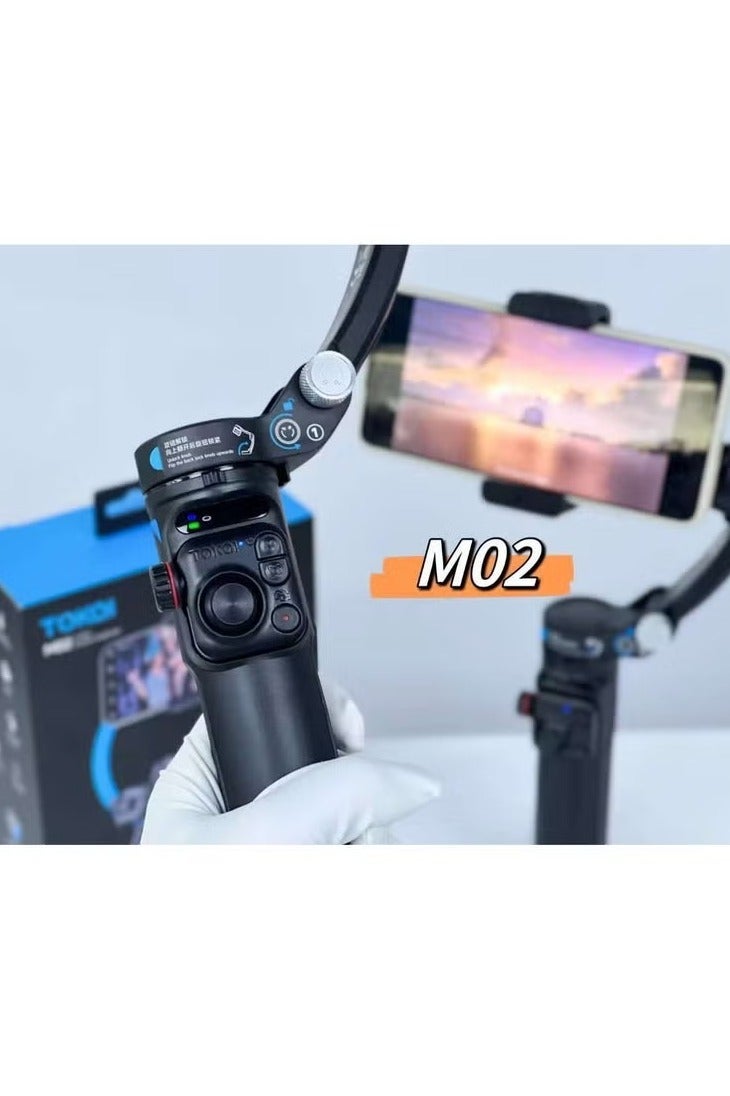 TOKQI مثبت ثلاثي المحاور القابل للطي M02 - تتبع الوجه الذكي، بانوراما 360°، جهاز تحكم بلوتوث عن بُعد، تصميم قابل للطي ومحمول للهواتف الذكية، التدوين المرئي، البث المباشر، وإنشاء المحتوى - Image 3