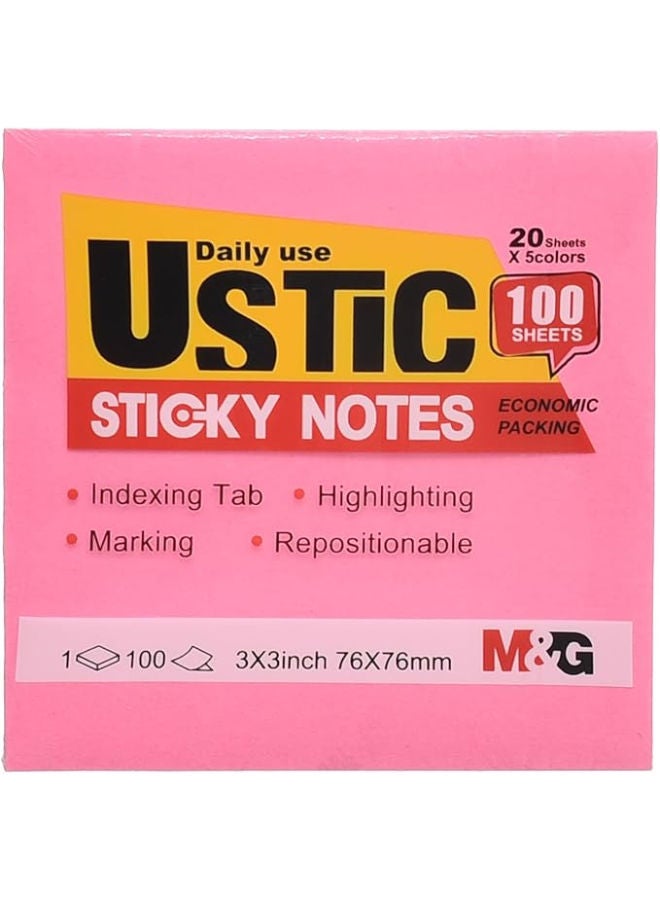 M&G U-Stick Colored Sticky Notes, Vibrant Notes, 76x76mm, 5 Colors, Strong Adhesive - Image 1