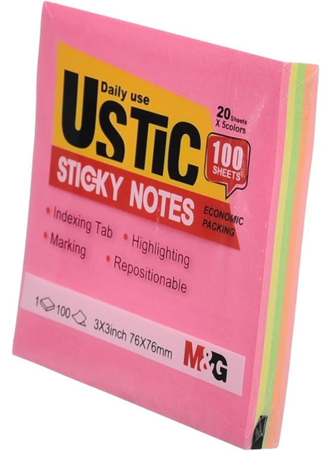 M&G U-Stick Colored Sticky Notes, Vibrant Notes, 76x76mm, 5 Colors, Strong Adhesive - Image 3