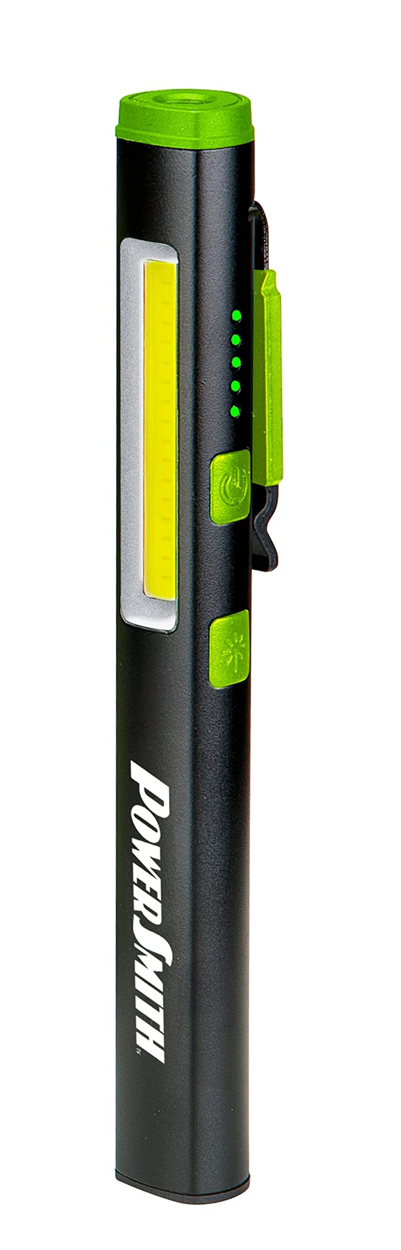 Generic PowerSmith PILP450UVL 450/140 Lumen Rechargeable LED Inspection Pen Light with Flood, Spot, 365 nm UV Light and Red Laser Pointer. Aluminum Alloy Body with a Swivelling Magnetic Pocket Clip  - Image 1