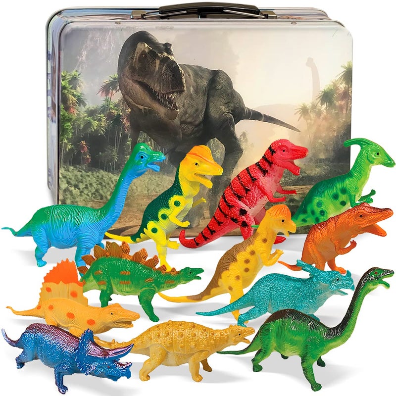 3 Bees & Me Dinosaur Toys for Kids 3-5 & 5-7 Boys & Girls - 12 6" Fun Prehistoric Animal Action Figures with Storage Box, Age 3+, Girls & Boys Dinosaur Toys for Toddlers & Kids - Image 1