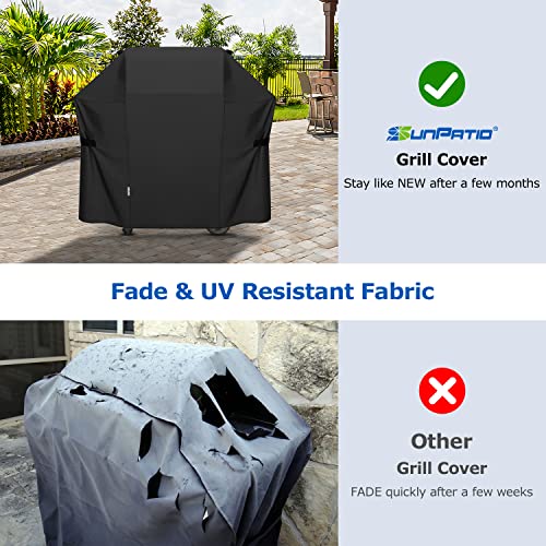 SunPatio 58 Inch Outdoor Grill Cover, Compatible for Weber Genesis II, Genesis 300 and II LX 300 Series Gas Grills, Heavy Duty Waterproof Barbecue Cover, Compared to Weber 7130, 58"W x 25"D x 44.5"H - Image 3