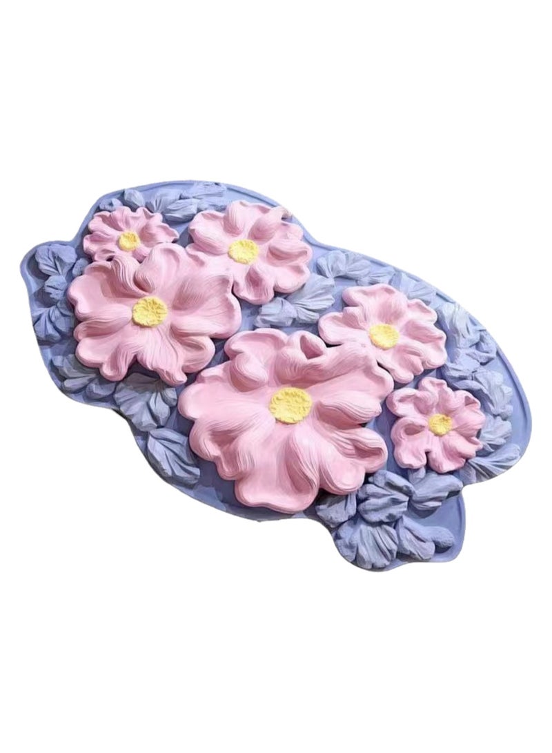 40x60cm3D Visual Flower Floor Mat Technology Velvet Bathroom Water-Absorbing Quick-Drying Mat Household Bathroom Special-Shaped Decorative Foot Mat ( Flower-5) - Image 1