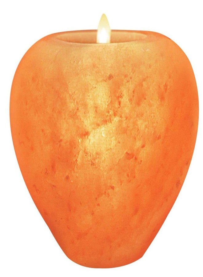 Himalayan Glow Apple Style Natural Pink Salt Tealight Candle Holder,100% Pure Crystal Salt Candle Lamp | Night Light & Decorative Light, Choice - Image 1