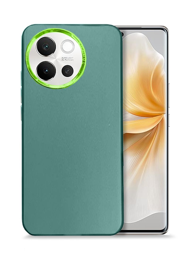 Wtech vivo V40 Lite 5G 2024 SO COOL Series Light Refrative Silicone Protective Raised Plating Camera Lips Bazel - Green - Image 1