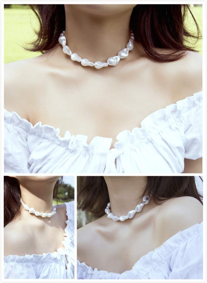 سيثر قلادة شوكر من اللؤلؤ من سيثر للنساء، قلادة من اللؤلؤ الباروكي، قلادة شوكر من اللؤلؤ البوهيمي، مجوهرات لطيفة كهدية - Image 3