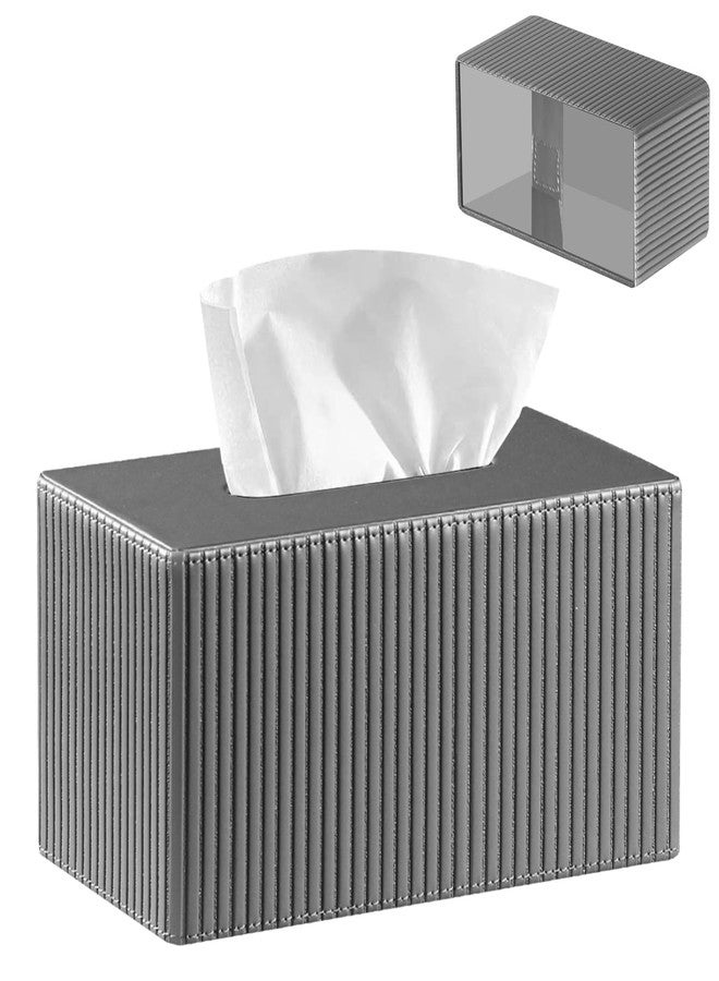 PUSU Plus Rectangular PU Leather Tissue Box Cover with Buckle Bottom - Modern Facial Tissue Dispenser Holder for Bathroom Vanity, Bedside Table, Bedroom, Office & Home Decor - Image 1