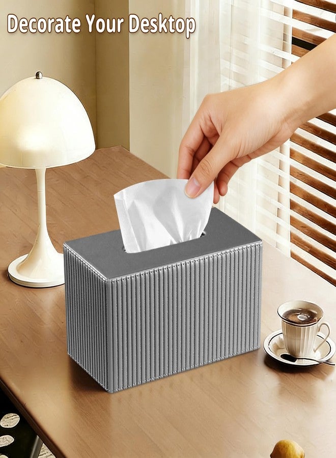 PUSU Plus Rectangular PU Leather Tissue Box Cover with Buckle Bottom - Modern Facial Tissue Dispenser Holder for Bathroom Vanity, Bedside Table, Bedroom, Office & Home Decor - Image 2