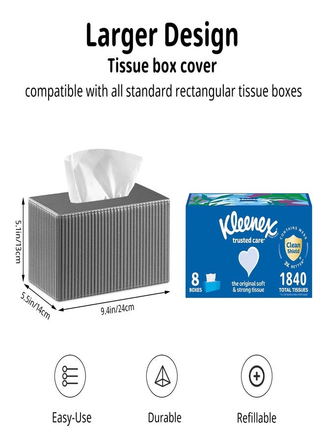 PUSU Plus Rectangular PU Leather Tissue Box Cover with Buckle Bottom - Modern Facial Tissue Dispenser Holder for Bathroom Vanity, Bedside Table, Bedroom, Office & Home Decor - Image 3