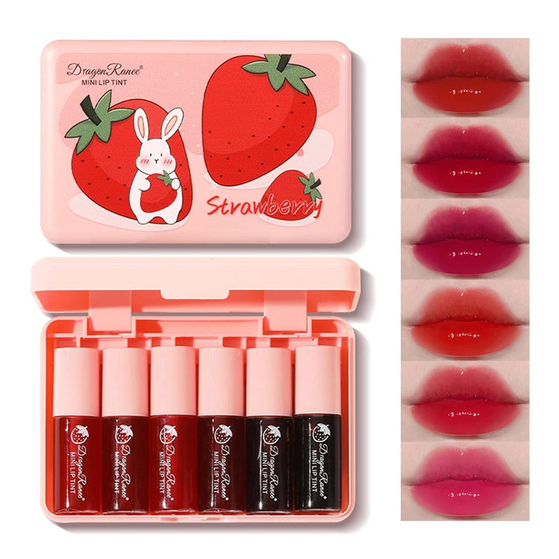 Eakroo 6 Colors Lip Tint Stain Mini Liquid Lipstick, Lip Gloss for Women, Blush for Cheeks, Lip Stain Long Lasting Waterproof, Lip Makeup, Cute Stuff, Non-Stick Cup, High Pigment, Vivid Color - Image 1