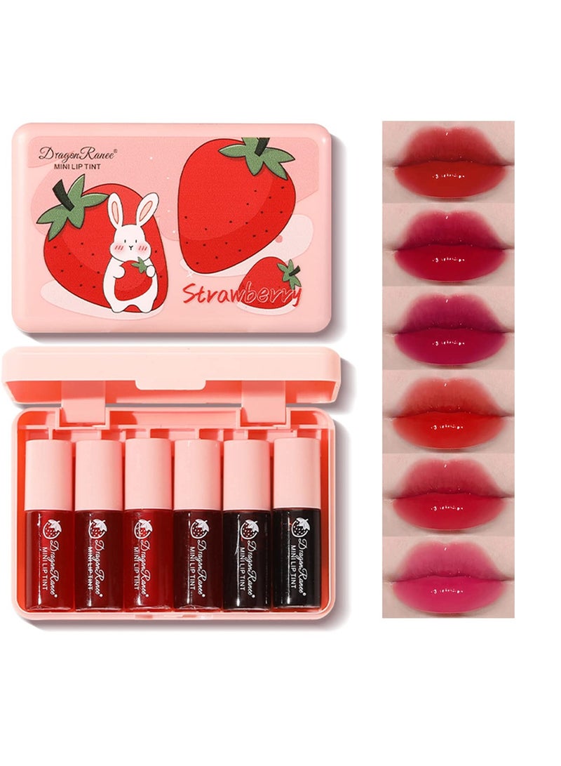 Eakroo 6 Colors Lip Tint Stain Mini Liquid Lipstick, Korean Lip Gloss Moisturizing Natural, Multi-Use Lip and Cheek Tint, Non-Stick Cup, Lightweight, High Pigment, Long-Lasting, Vivid Color