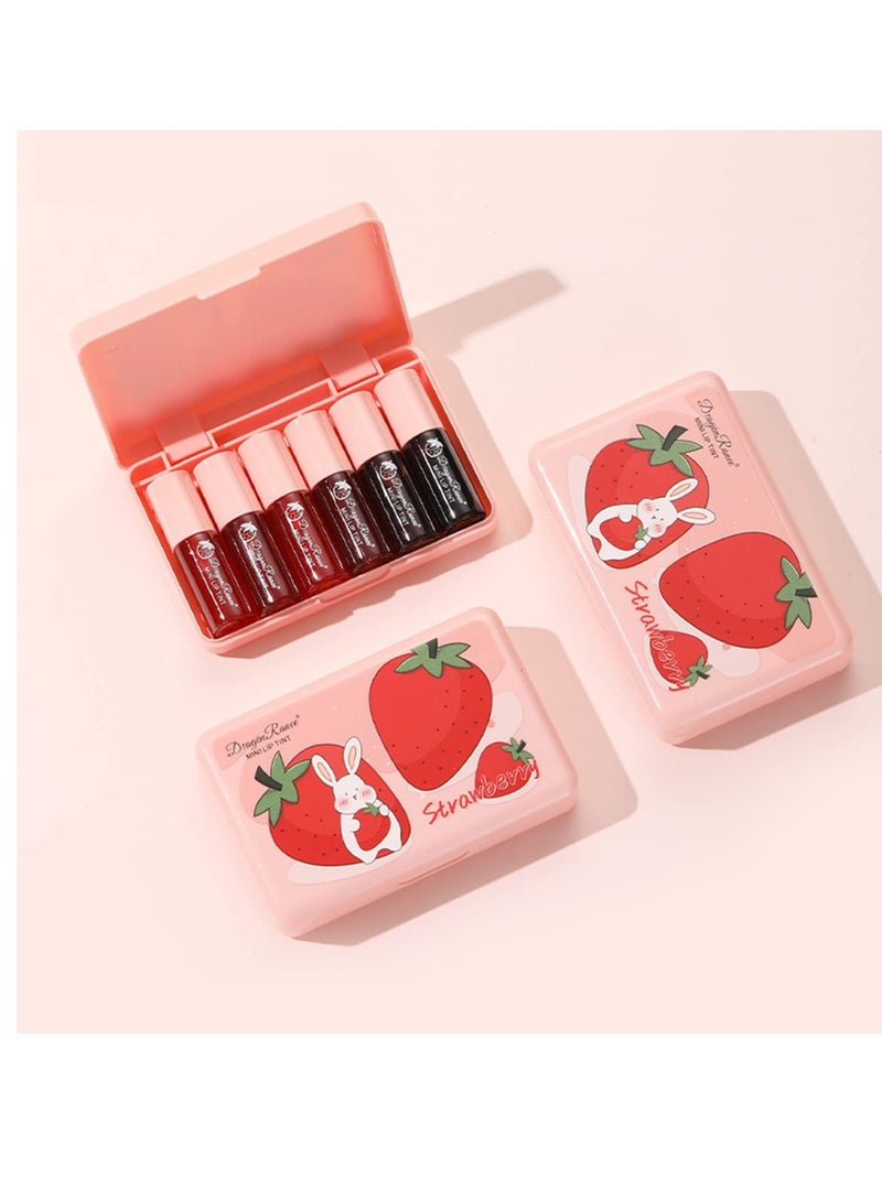 Eakroo 6 Colors Lip Tint Stain Mini Liquid Lipstick, Korean Lip Gloss Moisturizing Natural, Multi-Use Lip and Cheek Tint, Non-Stick Cup, Lightweight, High Pigment, Long-Lasting, Vivid Color