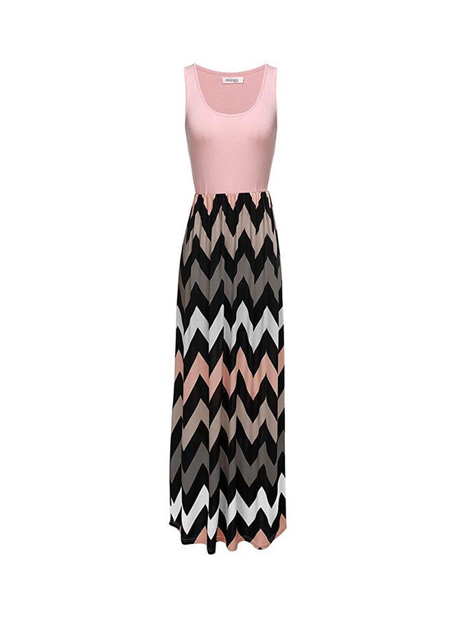NIBEMINENT Stripe Pattern Chevron Maxi Dress Multicolour  - Image 2