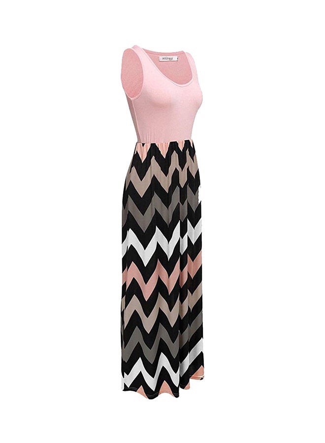 NIBEMINENT Stripe Pattern Chevron Maxi Dress Multicolour  - Image 3