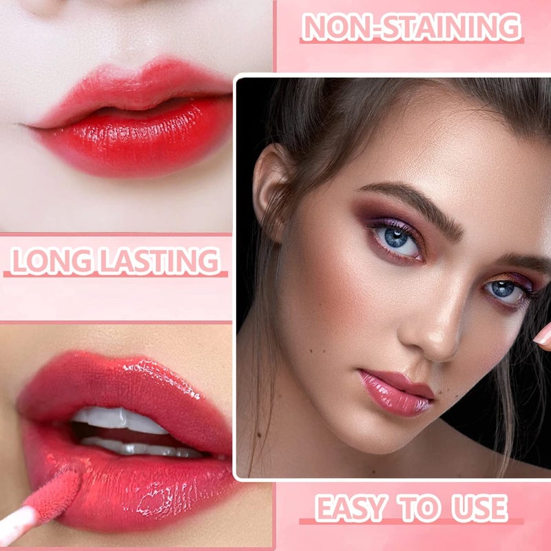 Eakroo 6 Colors Lip Tint Stain Set, Korean Skin Care, Moisturizing Lip Tint Mini Liquid Lipstick for Women, Lip gloss for Girls, Blush for Cheeks, Long Lasting, Non-Stick Cup, High Pigment - Image 4