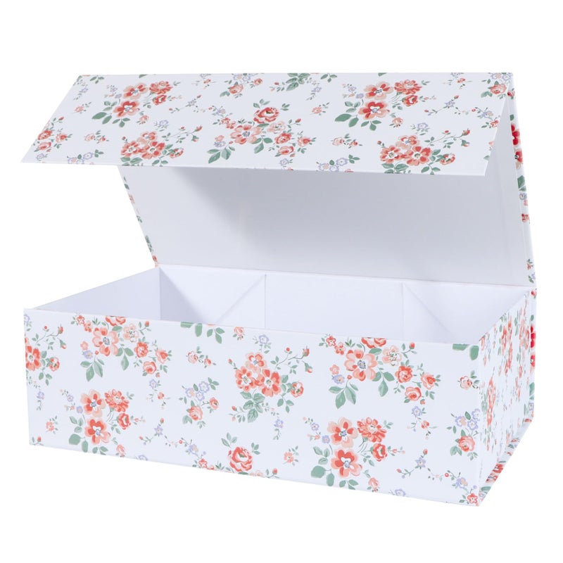 LFBOX Floral Gift Box with Magnetic Lids 13.8x8.3x4.4 in, Large Bridesmaid Proposal Boxes, Rectangle Wedding Decorative Storage Box 1 Pack - Image 1