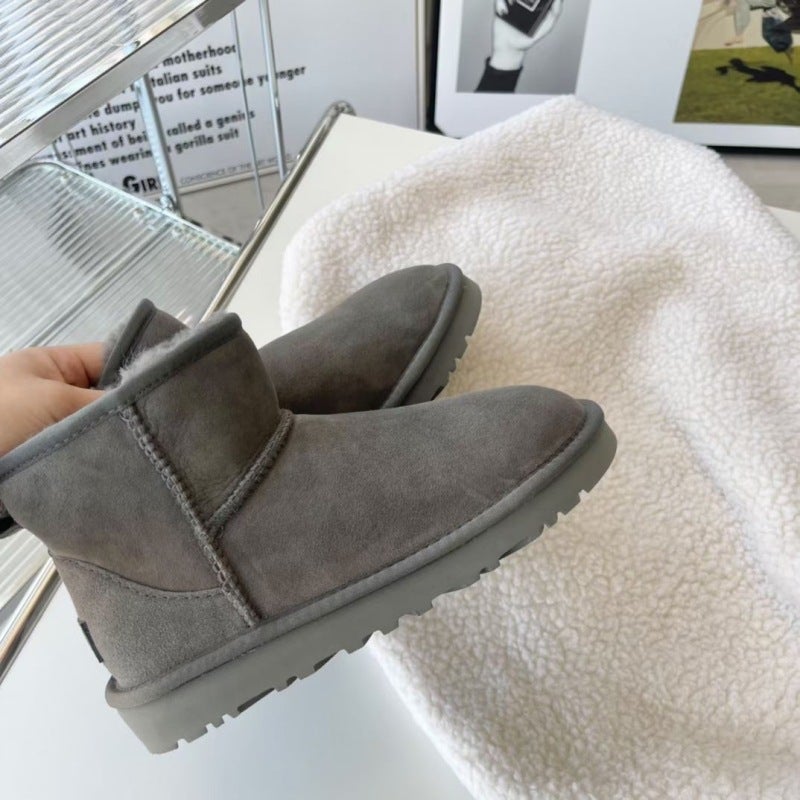5854 Low-Cut Snow Boots Women'S Fur Integrated Fleece-Lined Warm Shoes Cowhide Wool Thickened Non-Slip Bottom Men'S Plus Size - Image 1