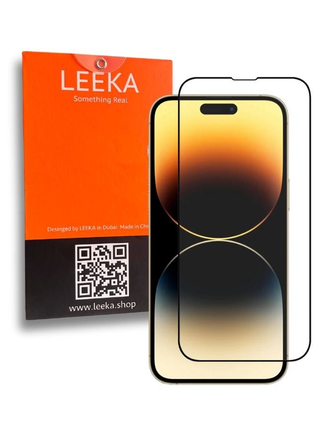 LEEKA iPhone 14 Pro Screen Protector with HD view Bubble Free, Anti-Drop and Anti-scratch full screen anti finger print protection with free Easy Installation kit and wipes tempered glass - Image 1