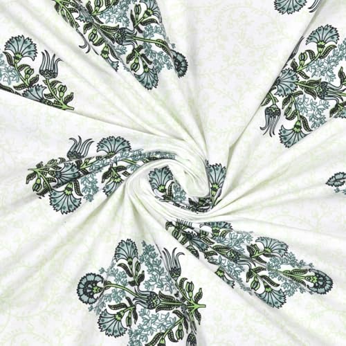 elanorhomes 240 TC Pure 100% Cotton Single Bedsheet (60x90 Inches) with 1 Pillow Cover | Ultra-Soft, Breathable & Skin-Friendly | Lightweight & Durable, Green Fulwari Print - Image 2
