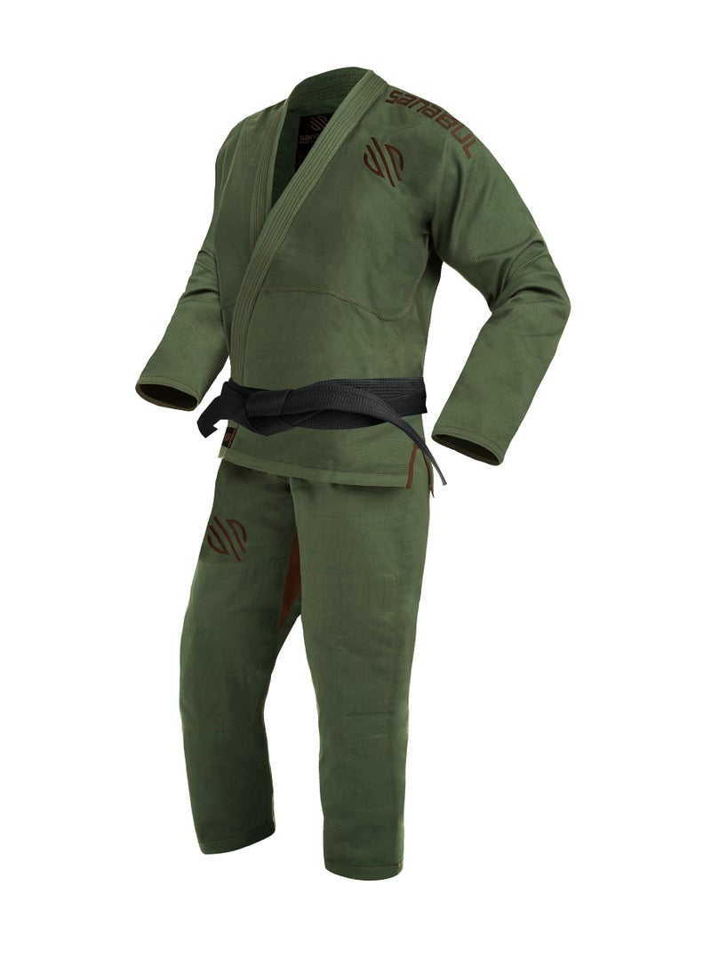 Sanabul  Sanabul Essential BJJ Gi for Men | Brazilian Jiu Jitsu Gi BJJ | Lightweight, Preshrunk Cotton Fabric | IBJJF Approved (Green, A1)  - Image 1