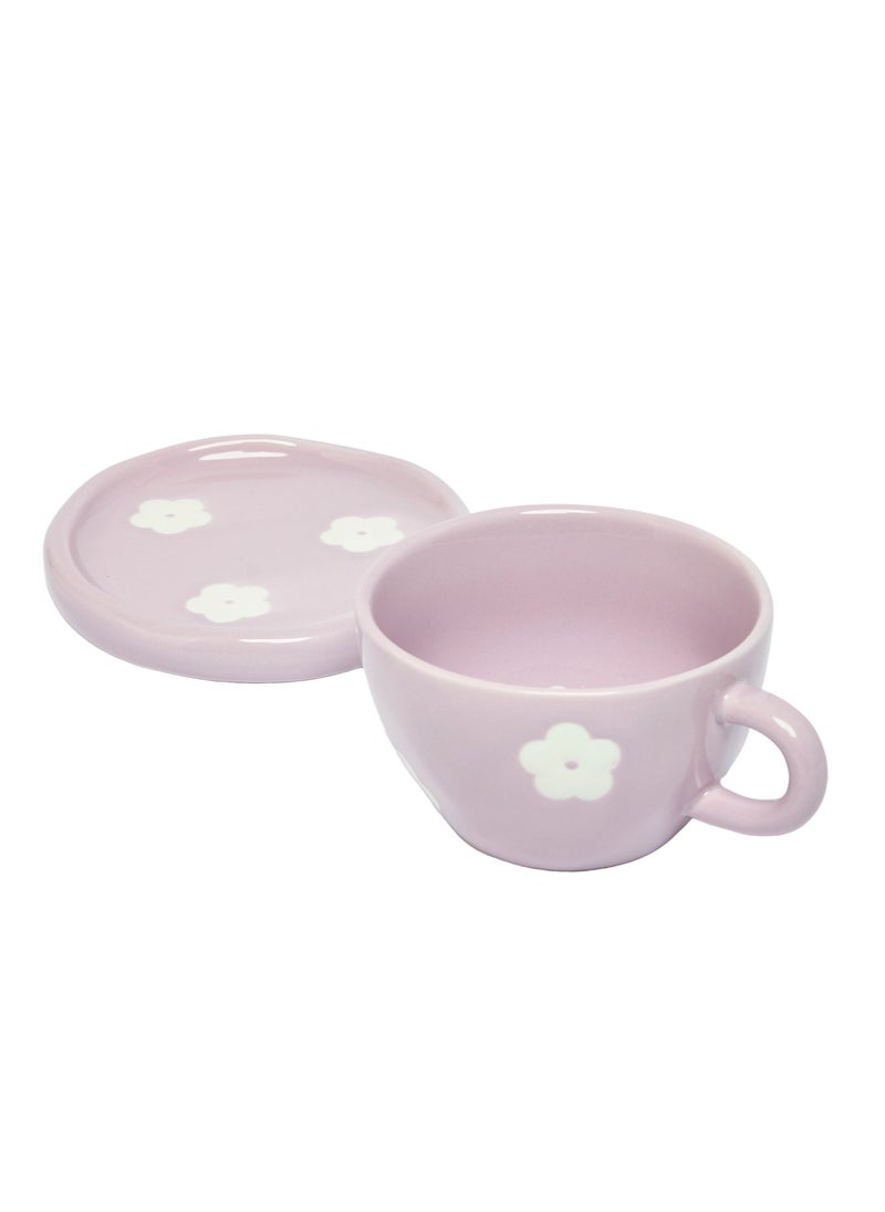 Prickly Pear Ditsy Teacup & Saucer, Floral Lilac  - Image 4