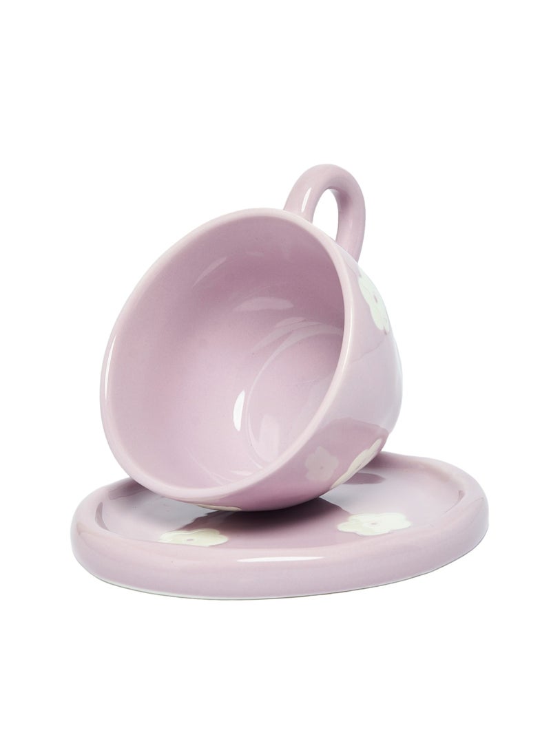 Prickly Pear Ditsy Teacup & Saucer, Floral Lilac  - Image 3