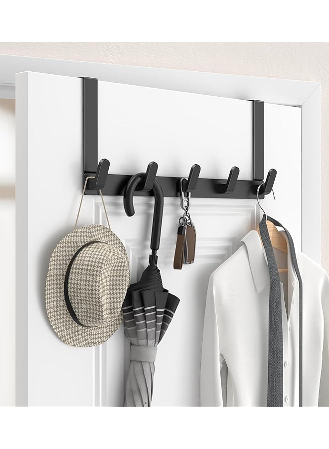 S-TOP Over The Door Hooks, Stainless Steel Heavy Duty Over Door Hanger Hooks for Coat Robe Hat Clothes Towels Hanging - Image 1