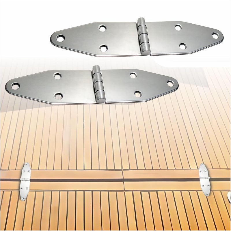 asdmm Boat Stainless Steel Strap Hinges for Marine RV Skylight Locker Hatch and Door, Heavy Duty, Top Mount 7-1/8" x 1-5/8" (2 PCS) - Image 1