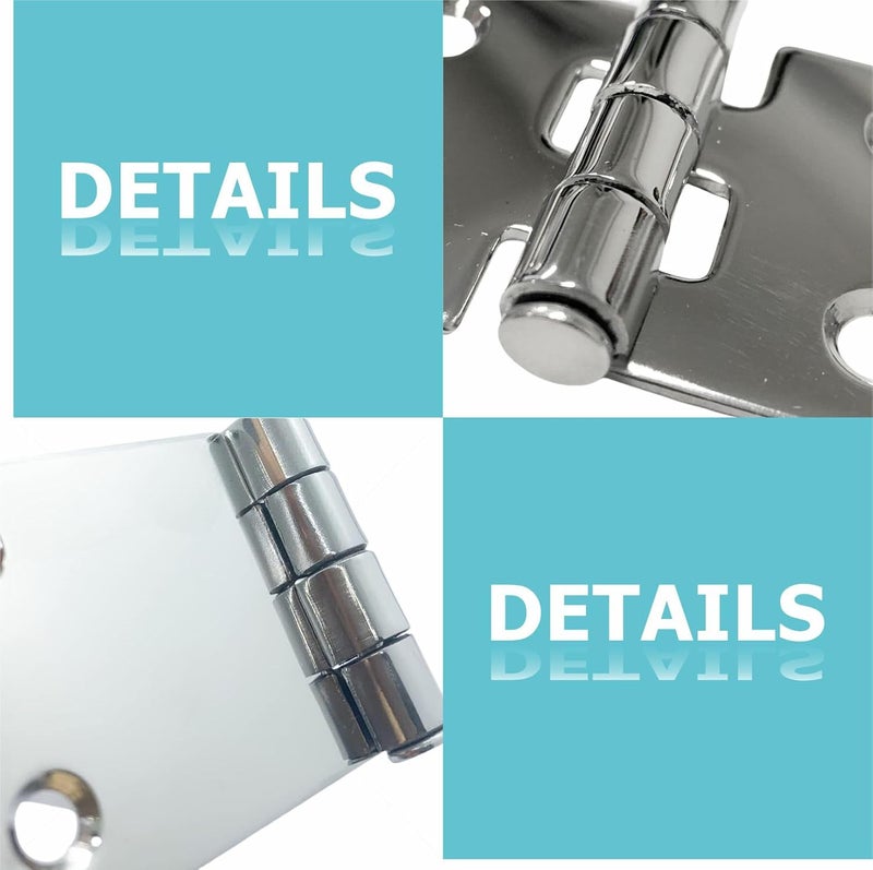 asdmm Boat Stainless Steel Strap Hinges for Marine RV Skylight Locker Hatch and Door, Heavy Duty, Top Mount 7-1/8" x 1-5/8" (2 PCS) - Image 4