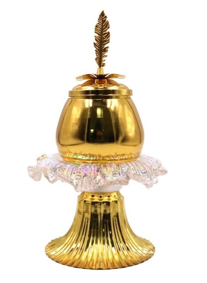 RSG Metal Oud Incense Burner Portable Bakhoor Holder Flower Design – DT2050  - Image 1
