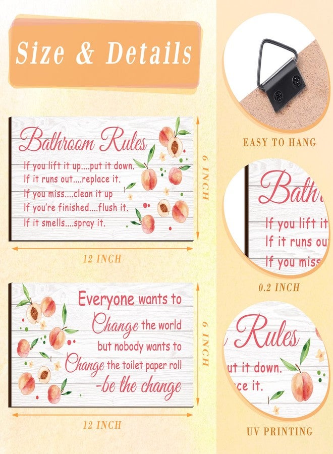 جيتك مجموعة من قطعتين من لافتات الحمام المرحة باللون الأزرق المخضر من جيتك، ديكور حائط حمام بطابع الشاطئ، إكسسوارات حمام باللون الأزرق المخضر، لافتات خشبية ريفية للمرحاض (بنمط الخوخ) - Image 3