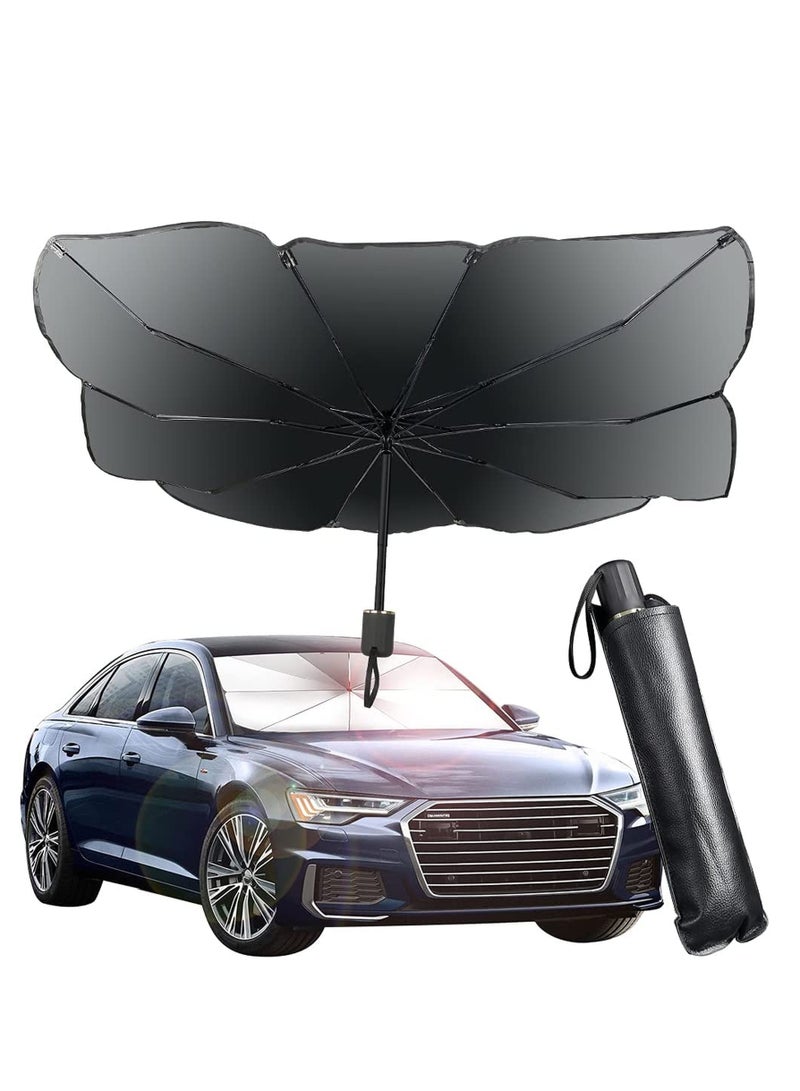 Car Windshield Sun Shade, Foldable Umbrella Reflective Sunshade for Car Front Window Blocks UV Rays - Image 2