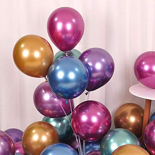 AMFIN® (Pack of 104) Chrome Balloons with Curling Ribbon for Kids Birthday Party Decorations, Baby Shower, Wedding Anniversary, Engagement Decoration, Office Party, Home Decor Items - Multicolor - Image 5