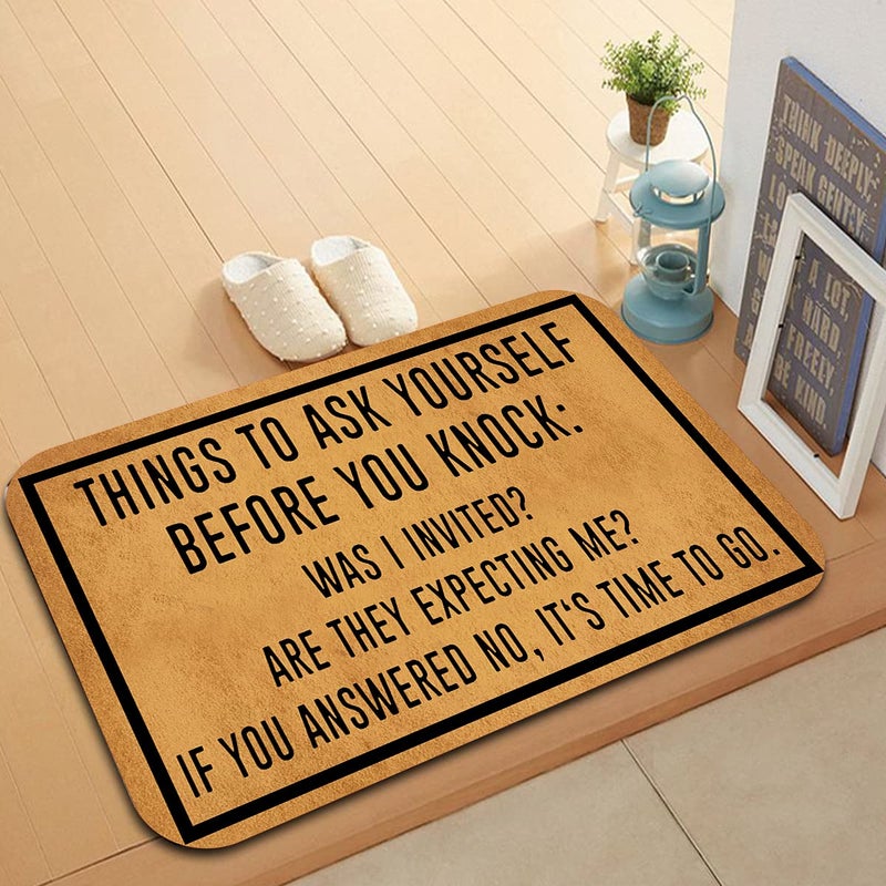 GXFC ZHAO Funny Entry Rugs for Inside House Front Porch Sign Rugs Things to Ask Yourself Before You Knock Personalized Monogram Kitchen Rugs and Mats with Anti-Slip Rubber Back Novelty Gift Mat(23.7 X 15.9 in) - Image 4