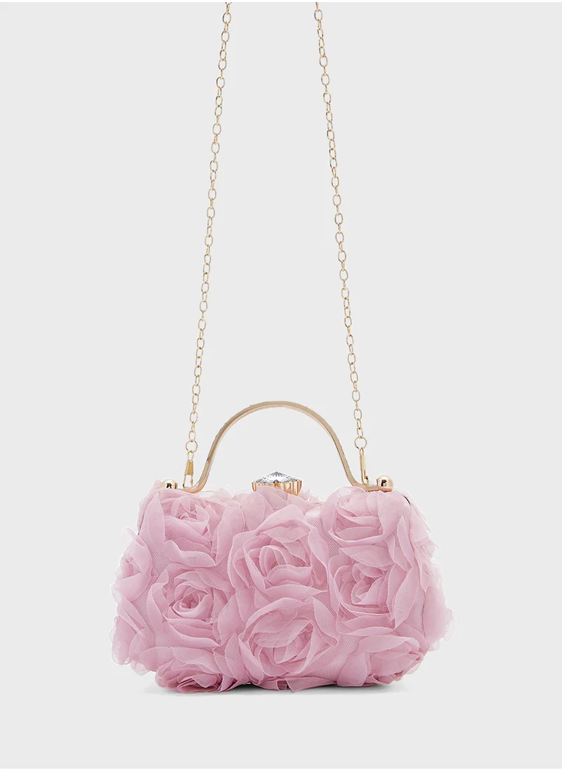 جينجر بوتيك Rose Floral  Clutch Bag