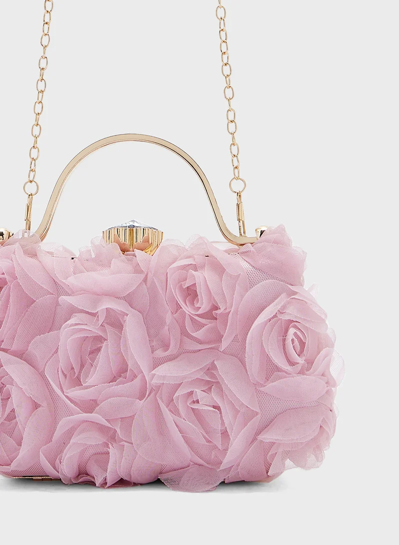 جينجر بوتيك Rose Floral  Clutch Bag
