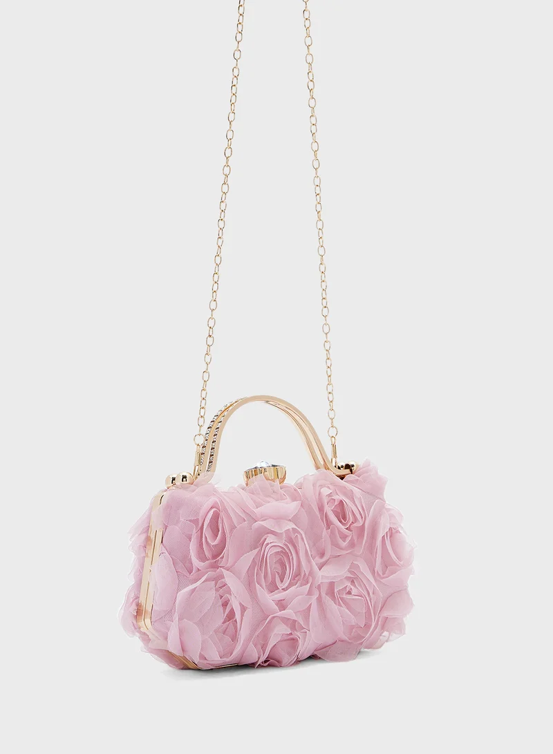 جينجر بوتيك Rose Floral  Clutch Bag