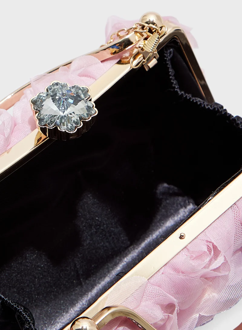جينجر بوتيك Rose Floral  Clutch Bag