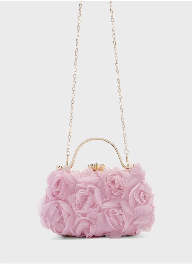 Ginger Boutique Rose Floral  Clutch Bag