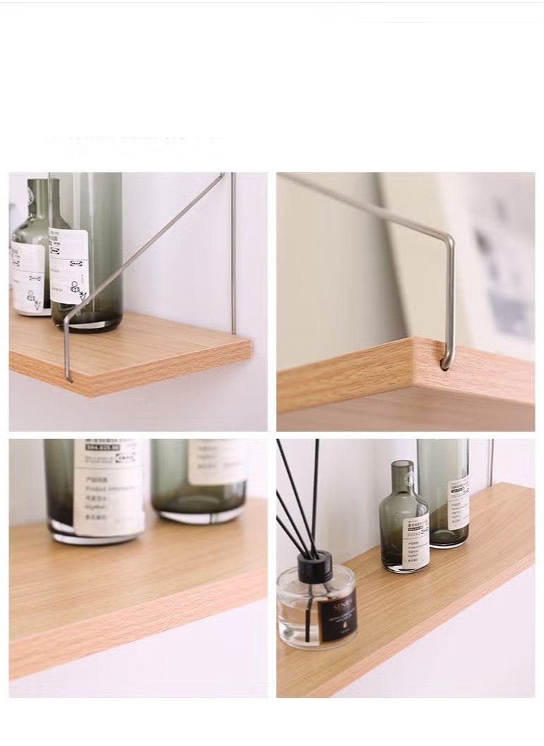 Neox 3-Piece Home Book Shelves Set Floating Shelves for Wall Hanging Wood Shelf Wooden Shelves with Metal Brackets Hanging Shelf Wall Organizers for Home Black Color Free Installation Tool  - Image 4