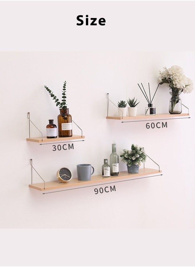 Neox 3-Piece Home Book Shelves Set Floating Shelves for Wall Hanging Wood Shelf Wooden Shelves with Metal Brackets Hanging Shelf Wall Organizers for Home Black Color Free Installation Tool  - Image 5