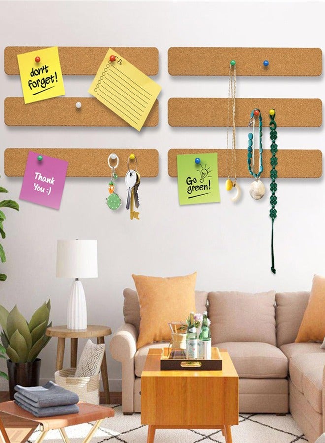 Cork Board Strips, 6 Pack Self Adhesive Cork Board Board Strips for Walls Self Adhesive Board Bar Strips Bulletin Board with 50 Push Pins for Paste Notes, Photos, Schedules - Image 5