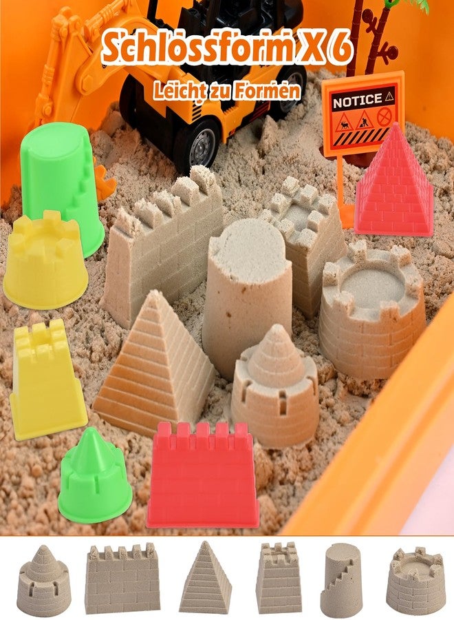 Faburo 34Pcs Sand Construction Site Kit Sensory Bin Toy for Toddler with 8 Vehicles, 6 Castle Molds, 5 Road Signs, 4 Worker Figures, 2.2lbs Sand, Learning Sand Toys Birthday Gift for Kids Boys Ages 3 4 5 - Image 4
